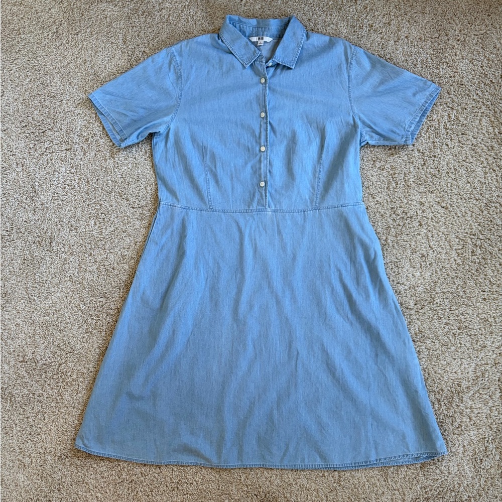 Uniqlo Light Blue Button-Up Dress